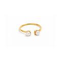 Double Pearl 18k Gold Plated Stainless Steel Ring