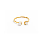 Double Pearl 18k Gold Plated Stainless Steel Ring