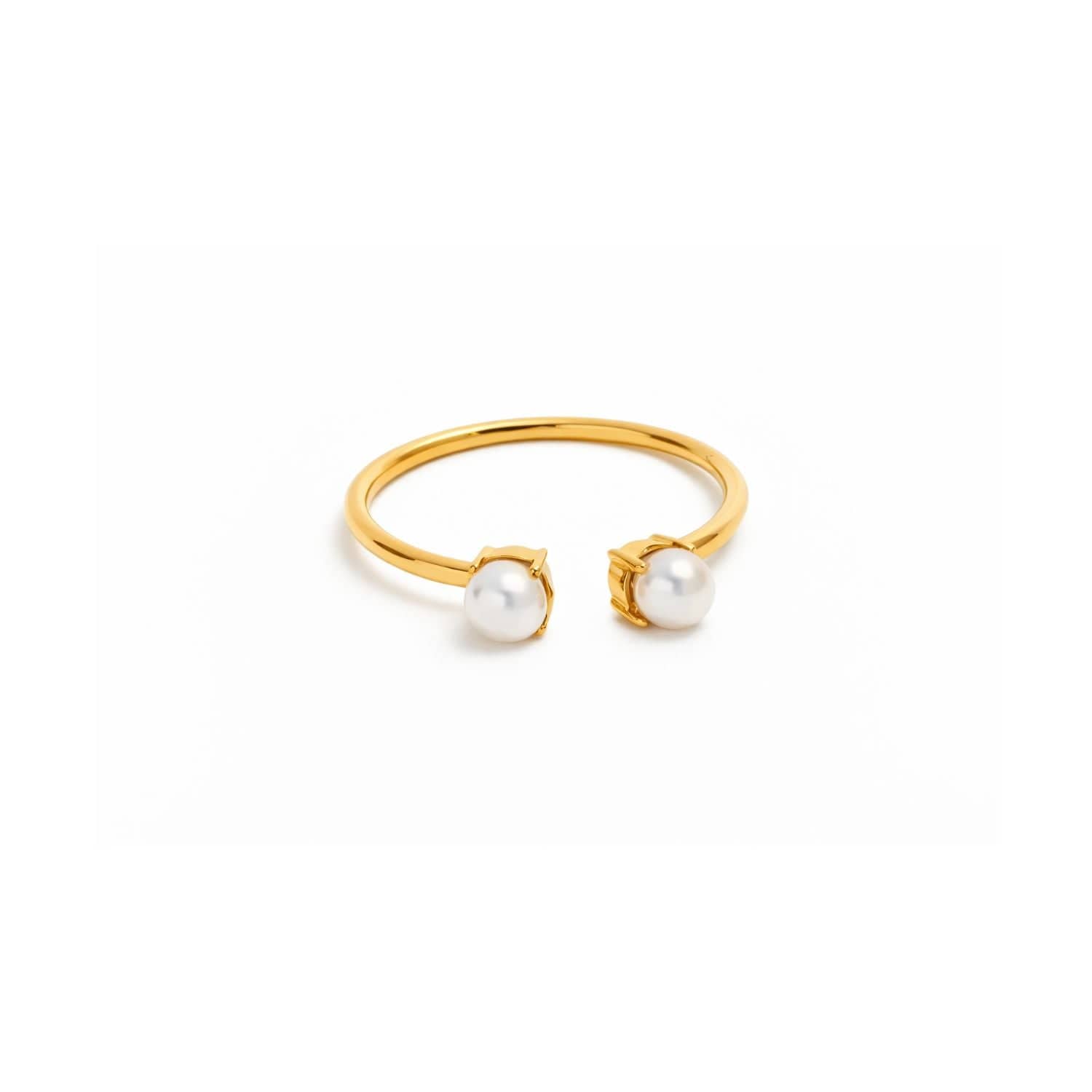 Double Pearl 18k Gold Plated Stainless Steel Ring