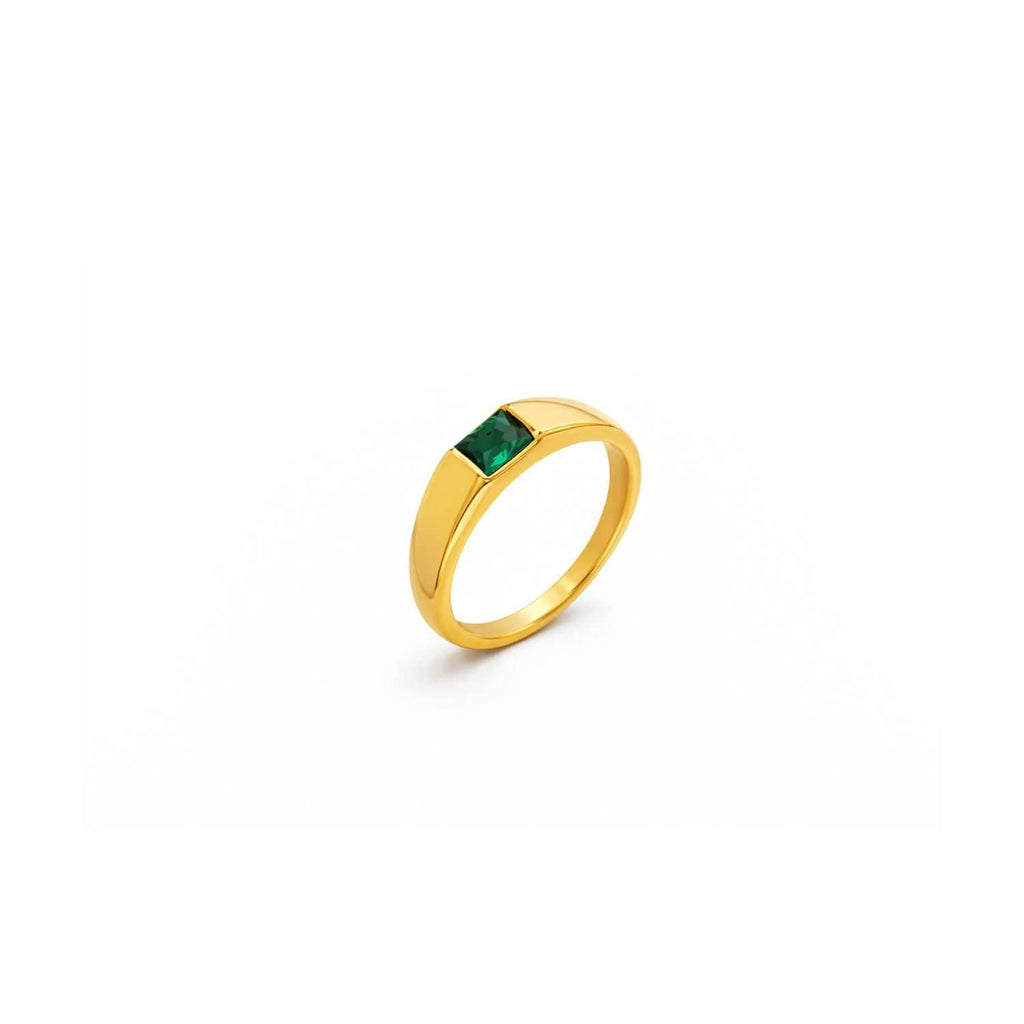 Green Zenith Gold Stainless Steel Ring