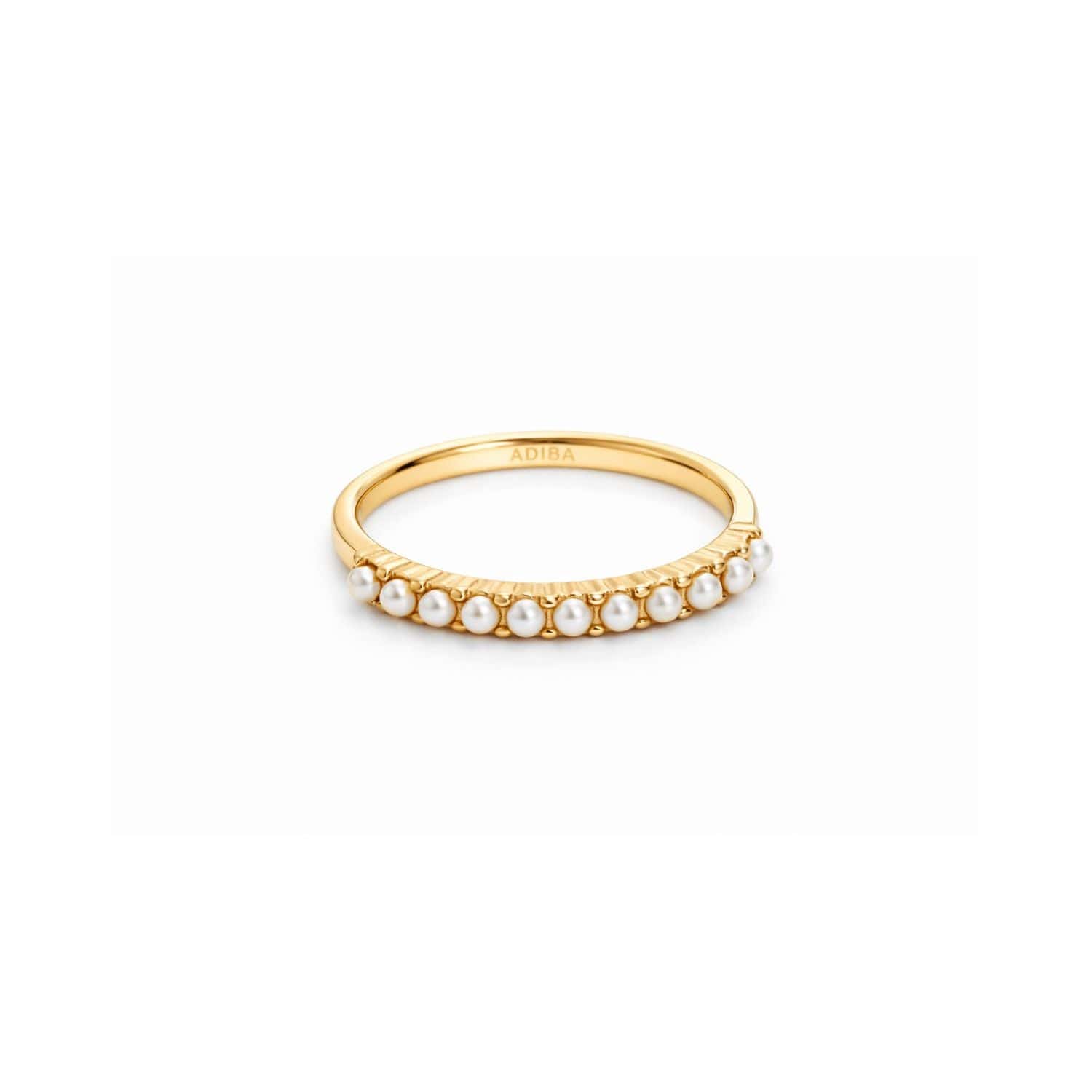 Line of Pearls 18k Gold Plated Stainless Steel Ring
