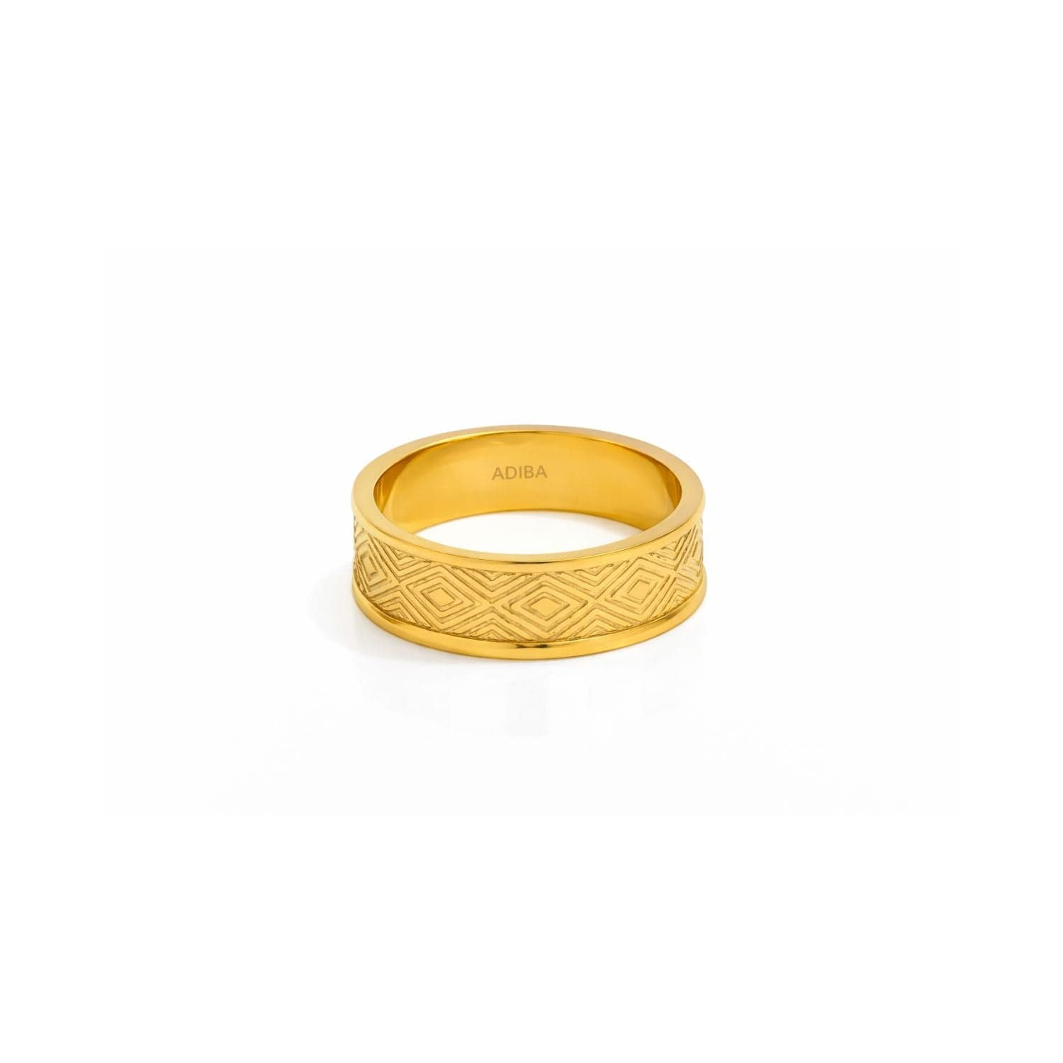 The Diamonds Pattern 18k Gold Plated Stainless Steel Ring